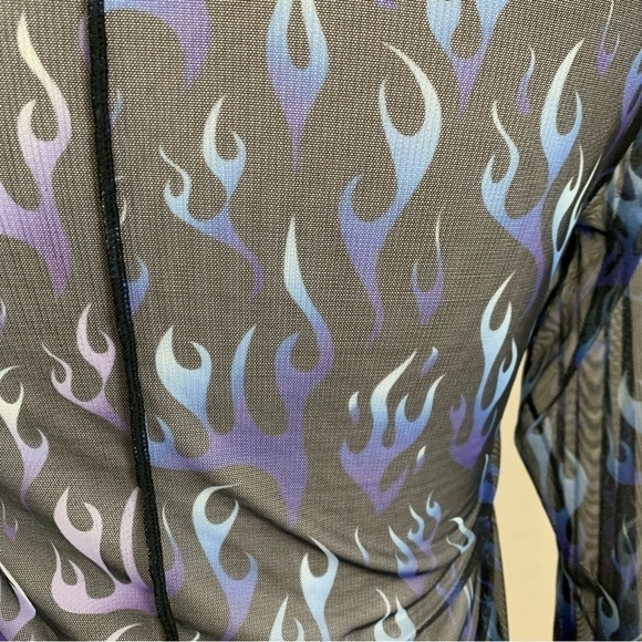 Unif Desire Flame Mesh Semi Sheer Long Sleeve Top Size medium - Picture 6 of 14